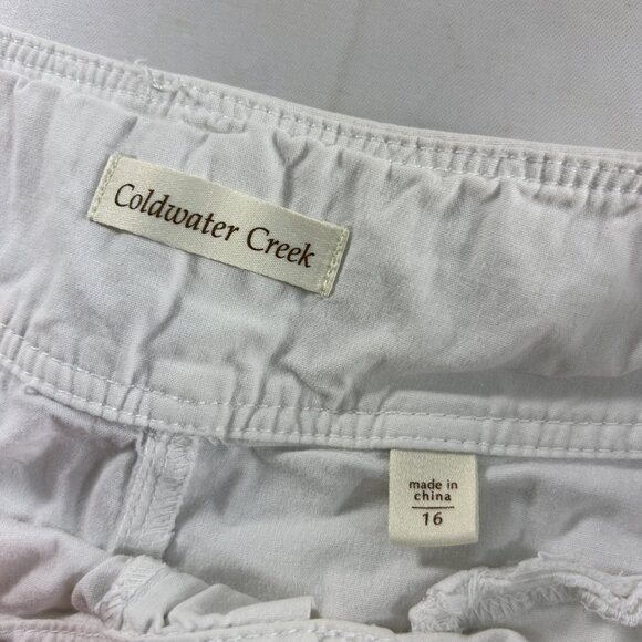 Coldwater Creek Womens Capri Pants Size 16 White Blue Fish Drawstring Hem - Picture 3 of 10